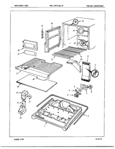 Freezer Compartment Diagram and Parts List for 19972A  Admiral Refrigerator