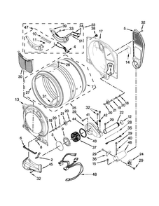 Bulkhead Parts Diagram and Parts List for NGD5800DW0  Amana Dryer
