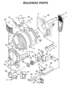 Bulkhead Parts Diagram and Parts List for MED6630HC0  Maytag Dryer