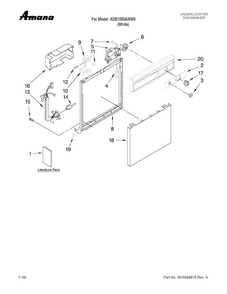 Frame And Console Parts Diagram and Parts List for ADB1000AWW0  Amana Dishwasher