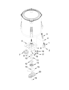 Gearcase, Motor And Pump Parts Diagram and Parts List for CAW11544EW1  Crosley Washer