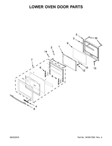 Lower Oven Door Parts Diagram and Parts List for JJW3830DS02  Jenn-Air Wall Oven