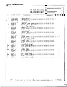 Freezer Door Page 2 Diagram and Parts List for 19100-0C  Admiral Refrigerator