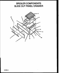 Broiler Components Slide Out Panel/drawer Diagram and Parts List for GBK29AA092M P1142367NW Amana Range