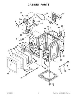 02 - CABINET PARTS Diagram and Parts List for YMEDB880BW0  Maytag Dryer