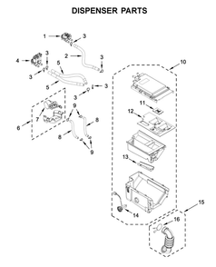 Dispenser Parts Diagram and Parts List for MHW8630HC2  Maytag Washer