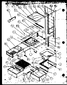 Refrigerator Shelving And Drawers Diagram and Parts List for SZDE27MPL-P1124403WL  Amana Refrigerator