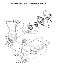 Motor And Ice Container Parts Diagram and Parts List for MFI2269DRH01  Maytag Refrigerator