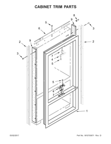 Cabinet Trim Parts Diagram and Parts List for JF36NXFXDE00  Jenn-Air Refrigerator