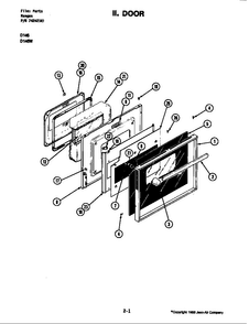 Door Diagram and Parts List for D146B  Jenn-Air Range