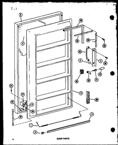 Door Parts Diagram and Parts List for IC2-P3641502W-FRZ  Amana Freezer