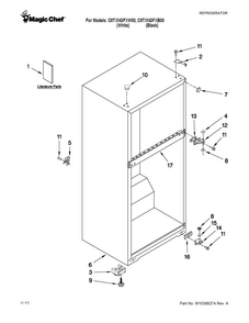 Cabinet Parts Diagram and Parts List for C8TXNGFXB00  Magic Chef Refrigerator