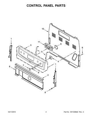 Control Panel Parts Diagram and Parts List for YAER6303MFW2  Maytag Range