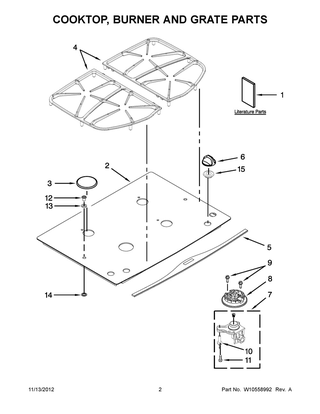 Cooktop, Burner And Grate Parts Diagram and Parts List for JGC9430BDF16  Maytag Cooktop