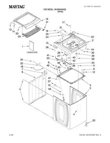 Top And Cabinet Parts Diagram and Parts List for MVWB450WQ0  Maytag Washer