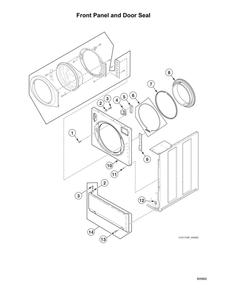Front Panel/Door Seal Diagram and Parts List for LFNE5BSP115TW01  Speed Queen Washer