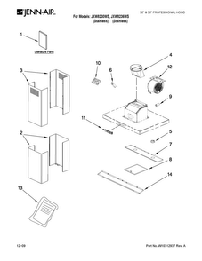 Hood Parts Diagram and Parts List for JXW8230WS  Jenn-Air Range Hood