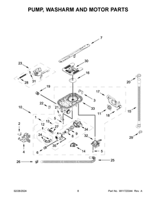 Pump, Washarm And Motor Parts Diagram and Parts List for MDB8959SKW3  Maytag Dishwasher