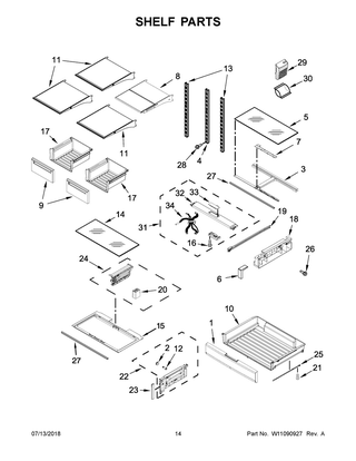 Shelf Parts Diagram and Parts List for MFT2776FEZ01  Maytag Refrigerator