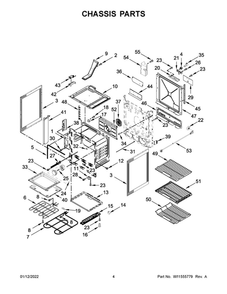 Chassis Parts Diagram and Parts List for JES1450CFS3  Maytag Range