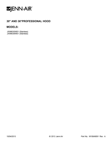 Cover Sheet Diagram and Parts List for JXW8030WS1  Jenn-Air Range Hood