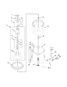 Basket And Tub Parts Diagram and Parts List for NTW4516FW0  Amana Washer