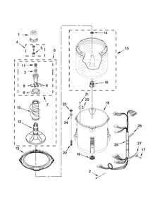 Basket And Tub Parts Diagram and Parts List for 7MMVWC420BW0  Maytag Washer