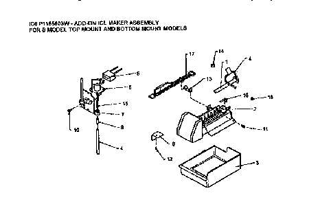 Icemaker Ic6 P1165803w Diagram and Parts List for TR21S4L-P1196102WL  Amana Refrigerator