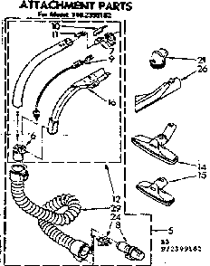 Attachment Parts Diagram and Parts List for 1162399182  Kenmore Canister Vacuum