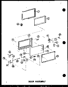 Door Assembly Diagram and Parts List for RC-14SD-1 P75750-7M Amana Microwave