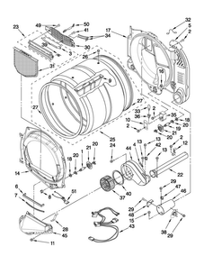 Bulkhead Parts Diagram and Parts List for MGDE201YW0  Maytag Dryer