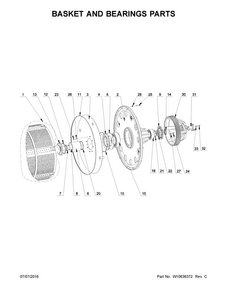 Basket And Bearings Parts Diagram and Parts List for MFS275PTVS  Maytag Washer