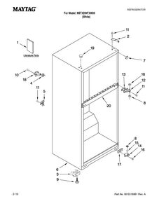 Cabinet Parts Diagram and Parts List for M5TXDWFXW00  Maytag Refrigerator
