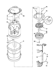 Motor, Basket And Tub Parts Diagram and Parts List for MVWB455YQ0  Maytag Washer