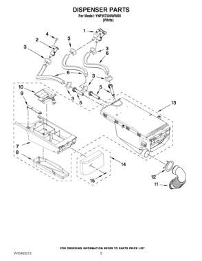 04 - DISPENSER PARTS Diagram and Parts List for YNFW7300WW00  Maytag Washer