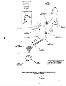 Pump Assembly/drain Hose And Siphon Break Kit Diagram and Parts List for 6497-LW-9203  Amana Washer