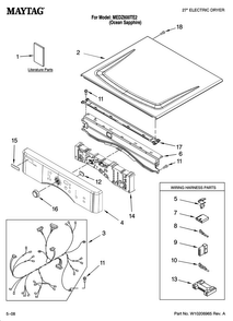 Top And Console Parts Diagram and Parts List for MEDZ600TE2  Maytag Dryer