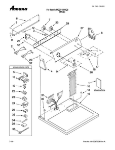 Top And Console Parts Diagram and Parts List for MGDC100WQ0  Maytag Dryer
