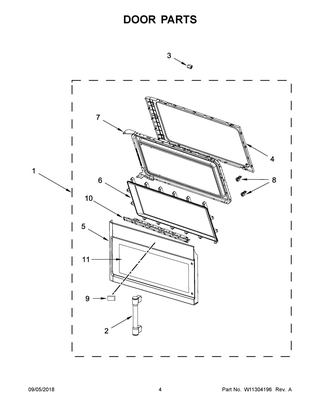 Door Parts Diagram and Parts List for MMV6190FB2  Maytag Microwave