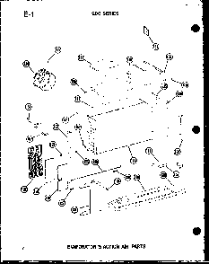 Evaporator & Action Air Parts Diagram and Parts List for 218-3EW P55417-42R Amana Air Conditioner