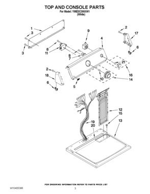 02 - TOP AND CONSOLE PARTS Diagram and Parts List for YMEDC200XW1  Maytag Dryer