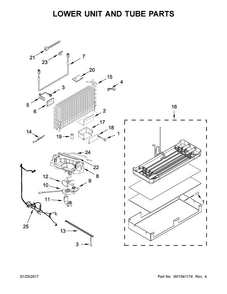 Lower Unit And Tube Parts Diagram and Parts List for JF36NXFXDE01  Jenn-Air Refrigerator