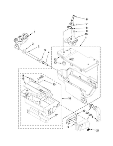 Dispenser Parts Diagram and Parts List for MHWE400WW01  Maytag Washer