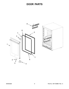 Door Parts Diagram and Parts List for JUBFR242HM02  Jenn-Air Refrigerator