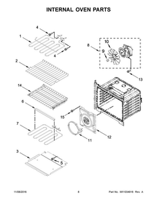 Internal Oven Parts Diagram and Parts List for MEW9530FB01  Maytag Wall Oven