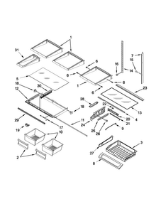 Shelf Parts Diagram and Parts List for 5VMFI267AA00  Maytag Refrigerator