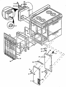 Cabinet Assembly - Heater Section Diagram and Parts List for GBK39HG ALL Amana Range