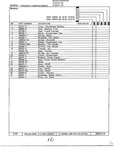 Freezer Compartment Page 2 Diagram and Parts List for 23822-7A  Admiral Refrigerator