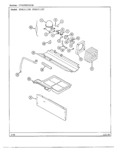 Compressor Diagram and Parts List for HMG511387  Admiral Refrigerator