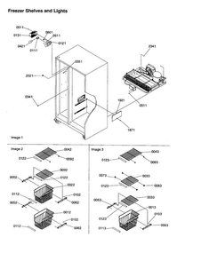 Freezer Shelves And Lights Diagram and Parts List for SXD26VL-P1315202WL  Amana Refrigerator